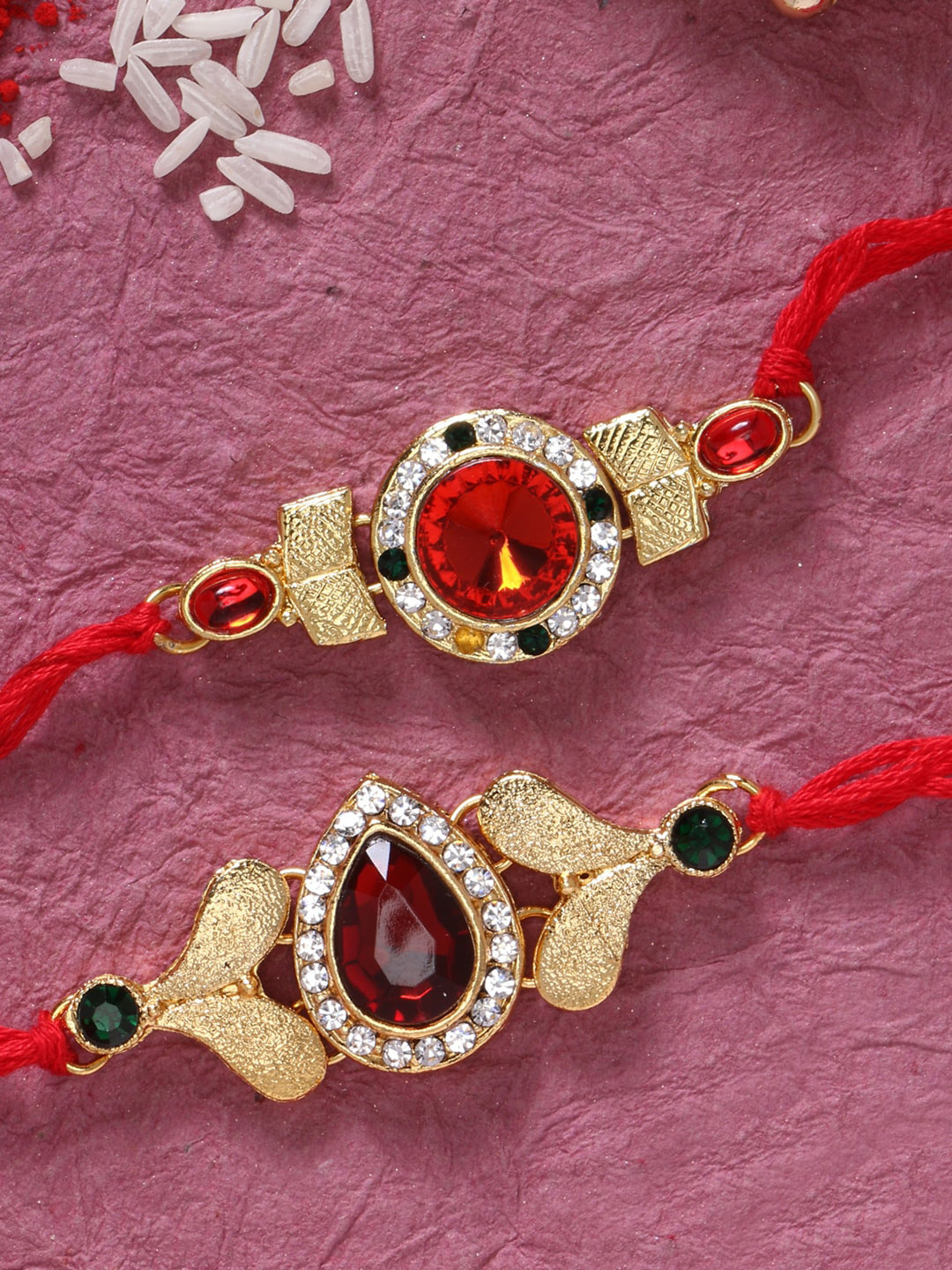 LIVE EVIL Pack of 2 Gold Plated Kundan Rakhis