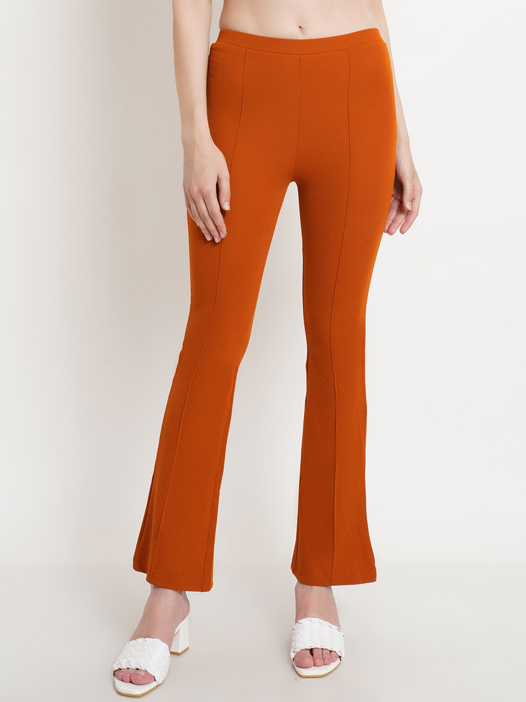 Popwings Women Rust Relaxed Easy Wash Trousers