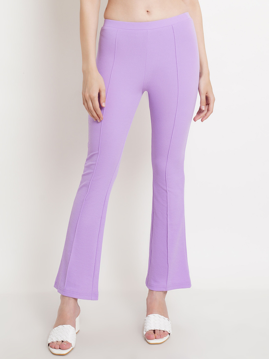 Popwings Women Lavender Relaxed Easy Wash Trousers