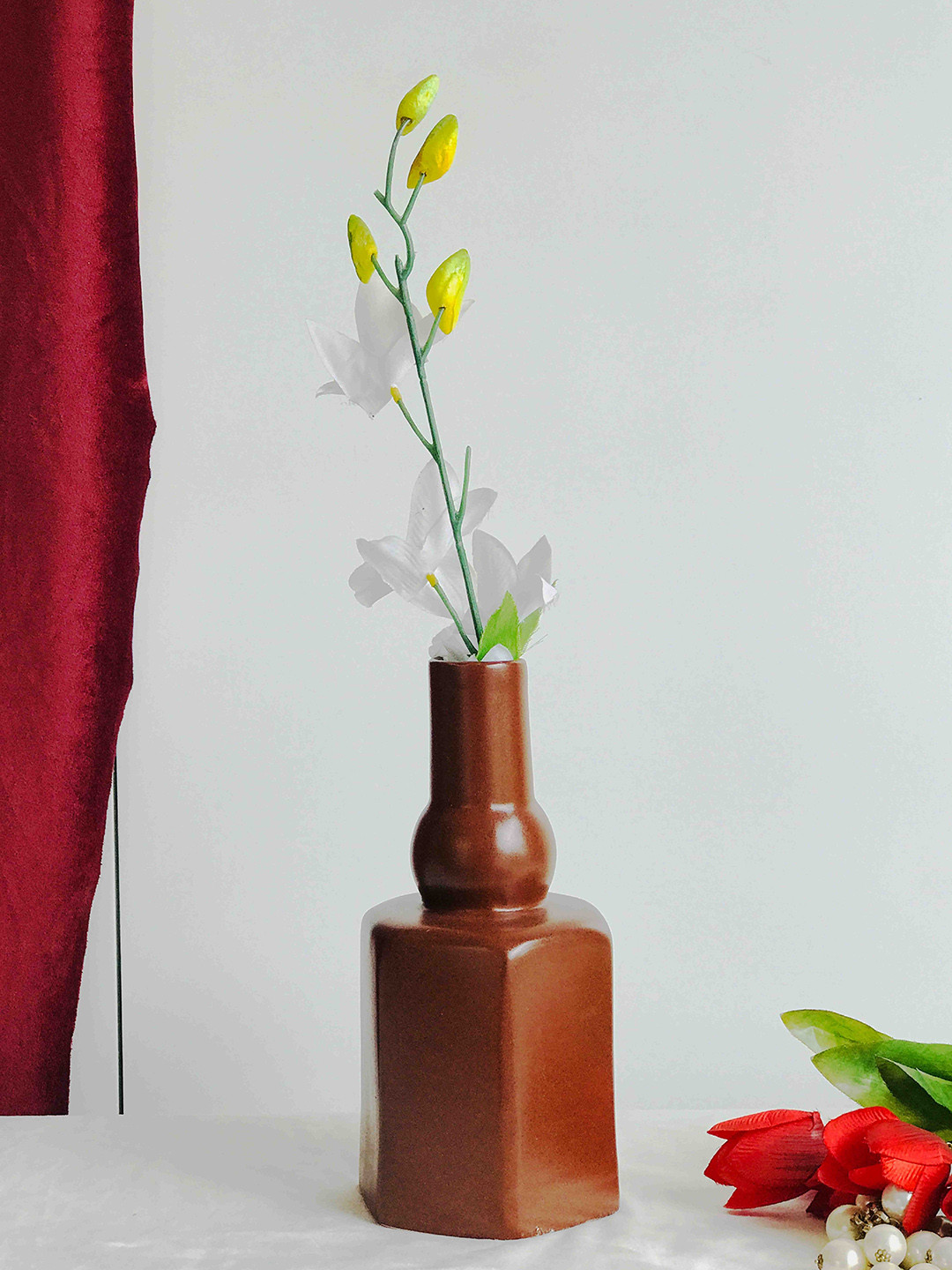 Folkstorys Brown Sirahi Terracotta Vase
