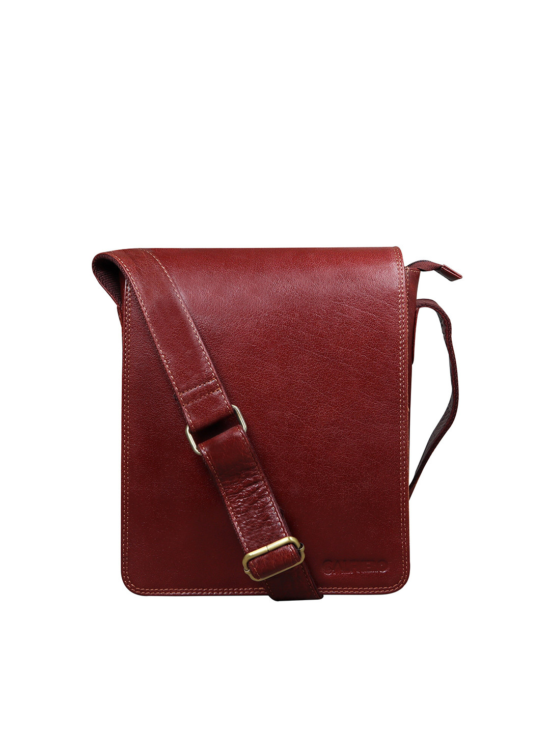 CALFNERO Men Maroon Messenger Bag