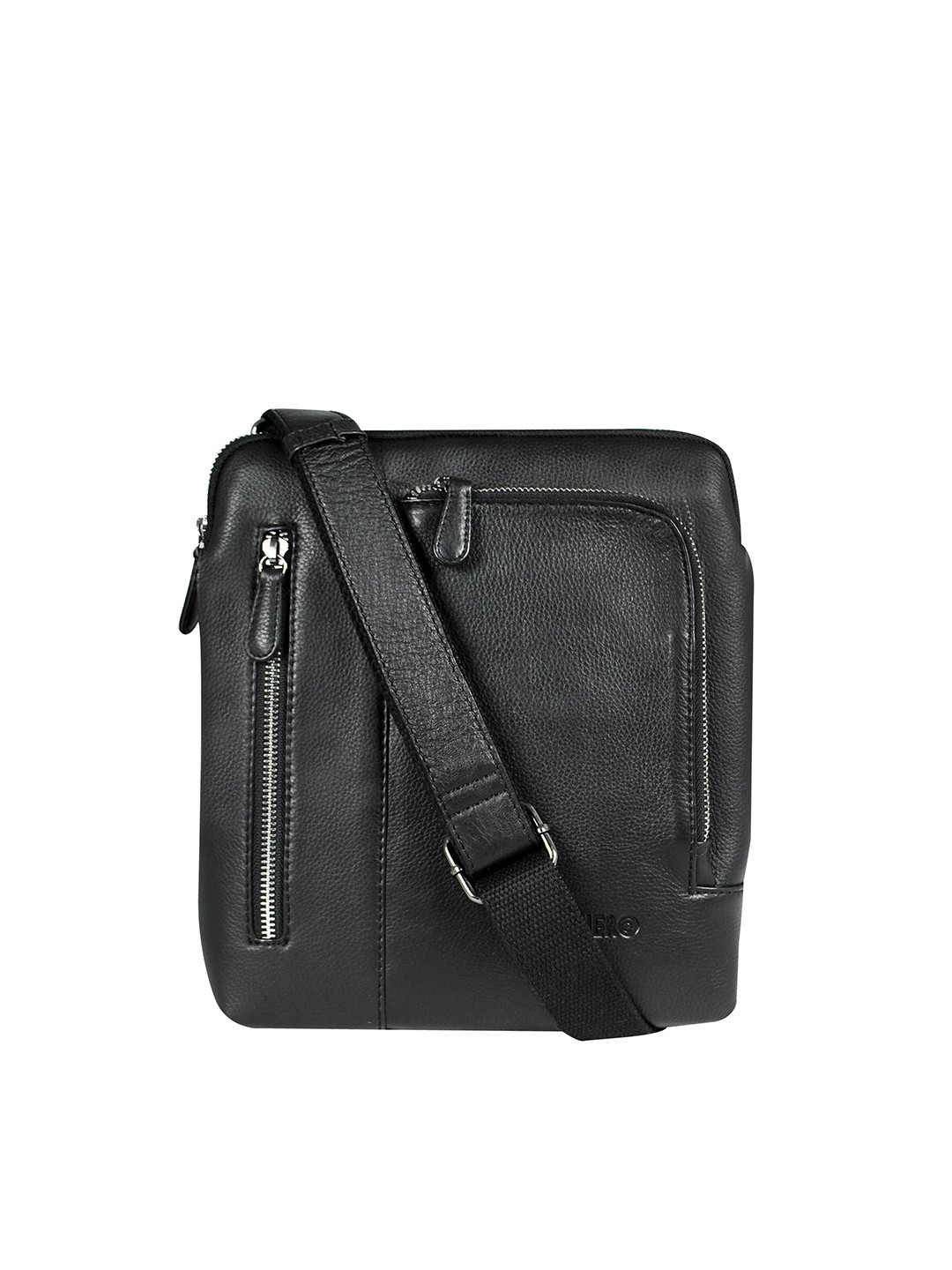 CALFNERO Men Black Leather Messenger Bag