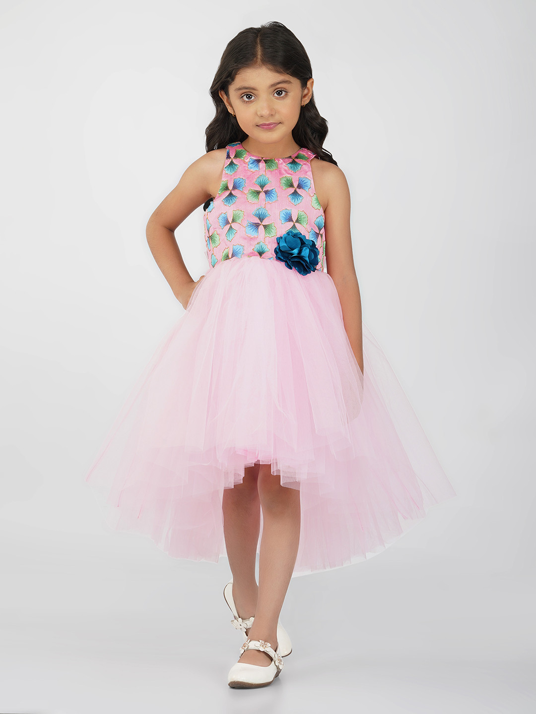 Toy Balloon kids Pink Layered Net Dress