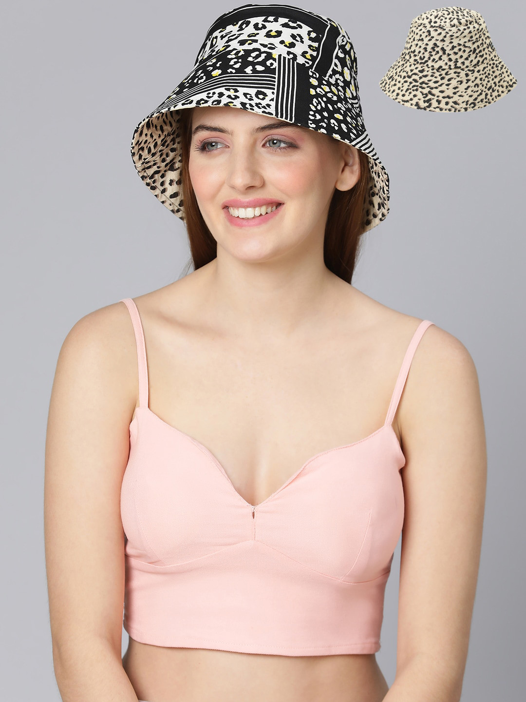 Oxolloxo Women Multi Colored Animal Printes Reversible Bucket Hat