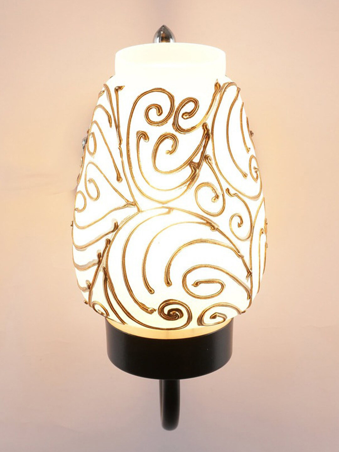 Devansh White & Gold-Toned Wall Lamp with Iron Base