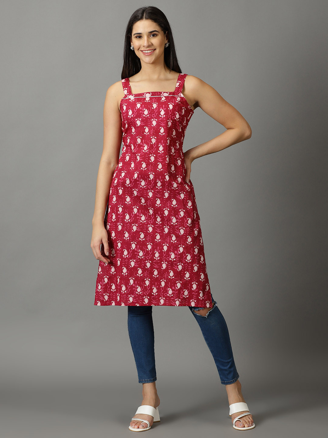 DIVINATION Women Pink Ethnic Motifs Printed Kurta