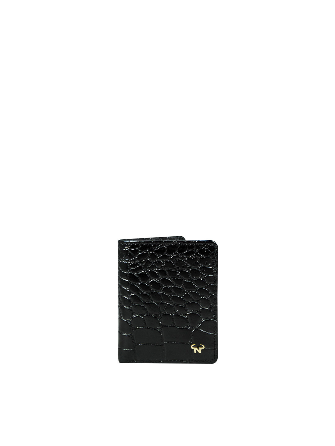 CALFNERO Men Black Animal Textured Leather Two Fold Wallet