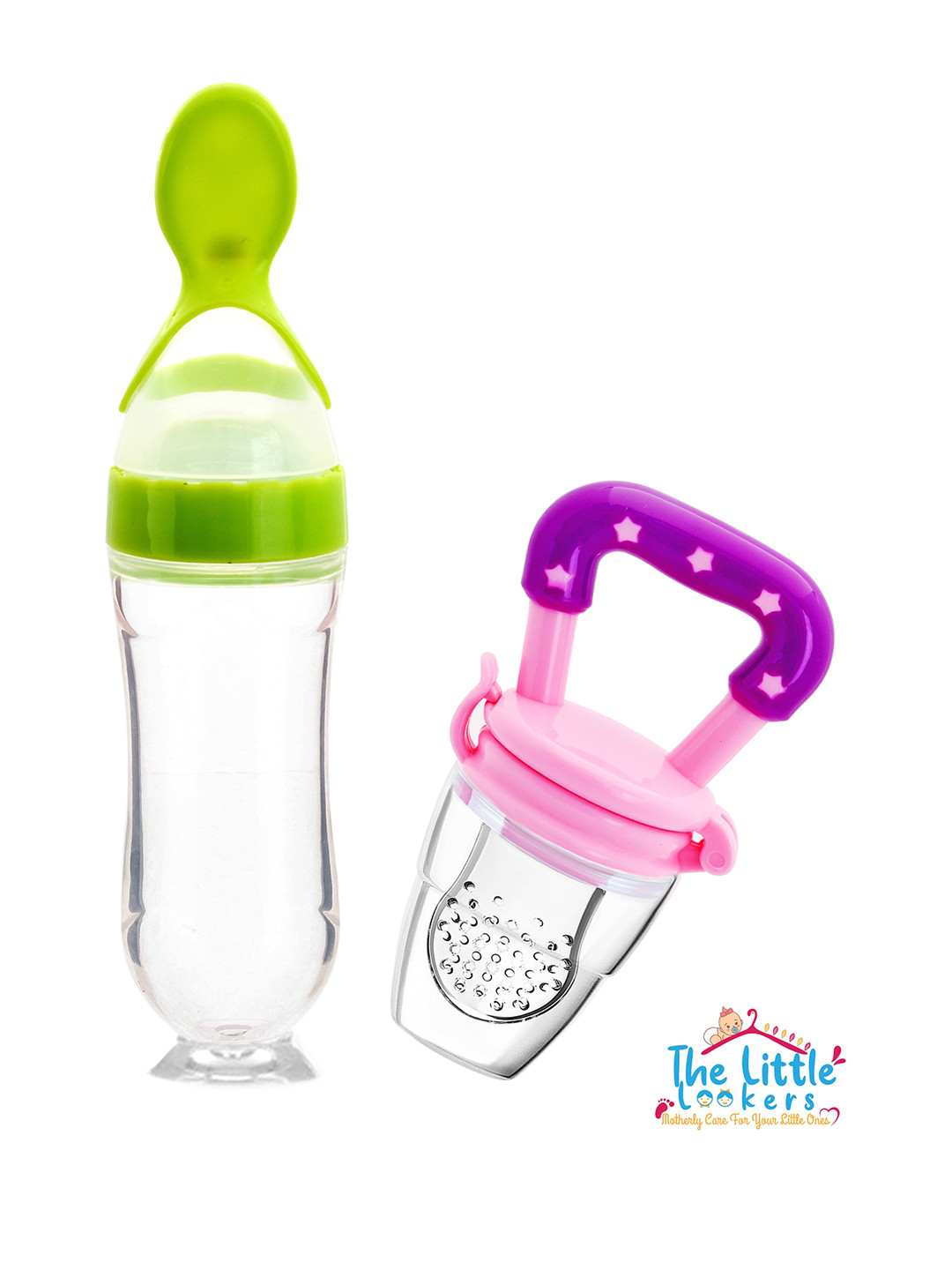 The Little Lookers Kids Green Solid Squeeze Food Grade Silicon Bottle Feeder & Fruit Pacifier