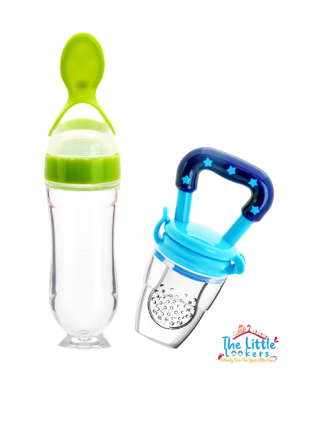 The Little Lookers Kids Green Solid Squeeze Food Grade Silicon Bottle Feeder & Fruit Pacifier