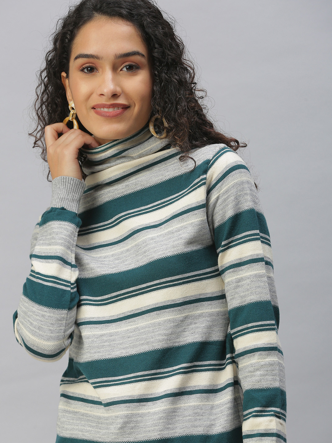 SHOWOFF Grey Striped Top