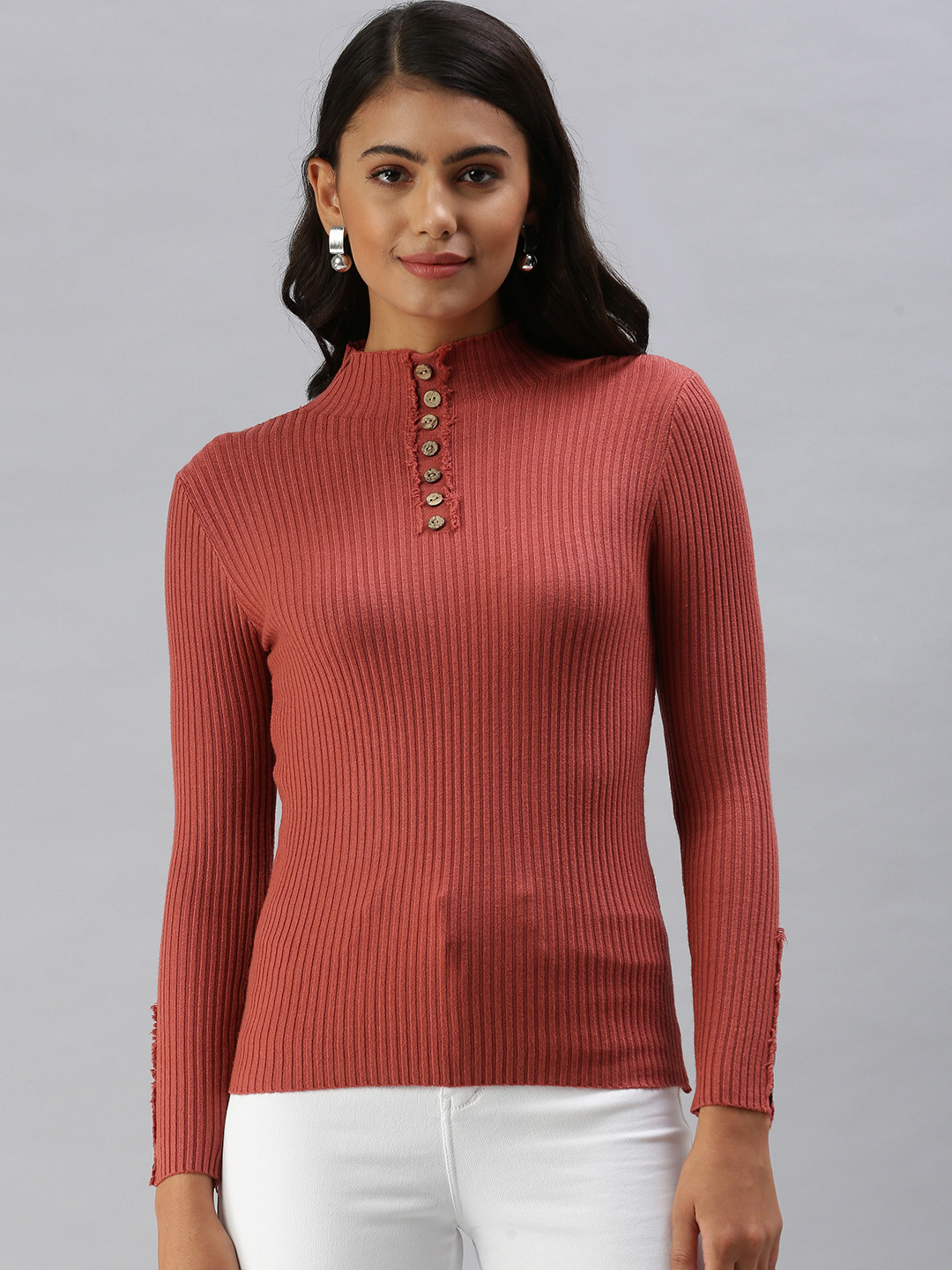 SHOWOFF Rust Striped Top