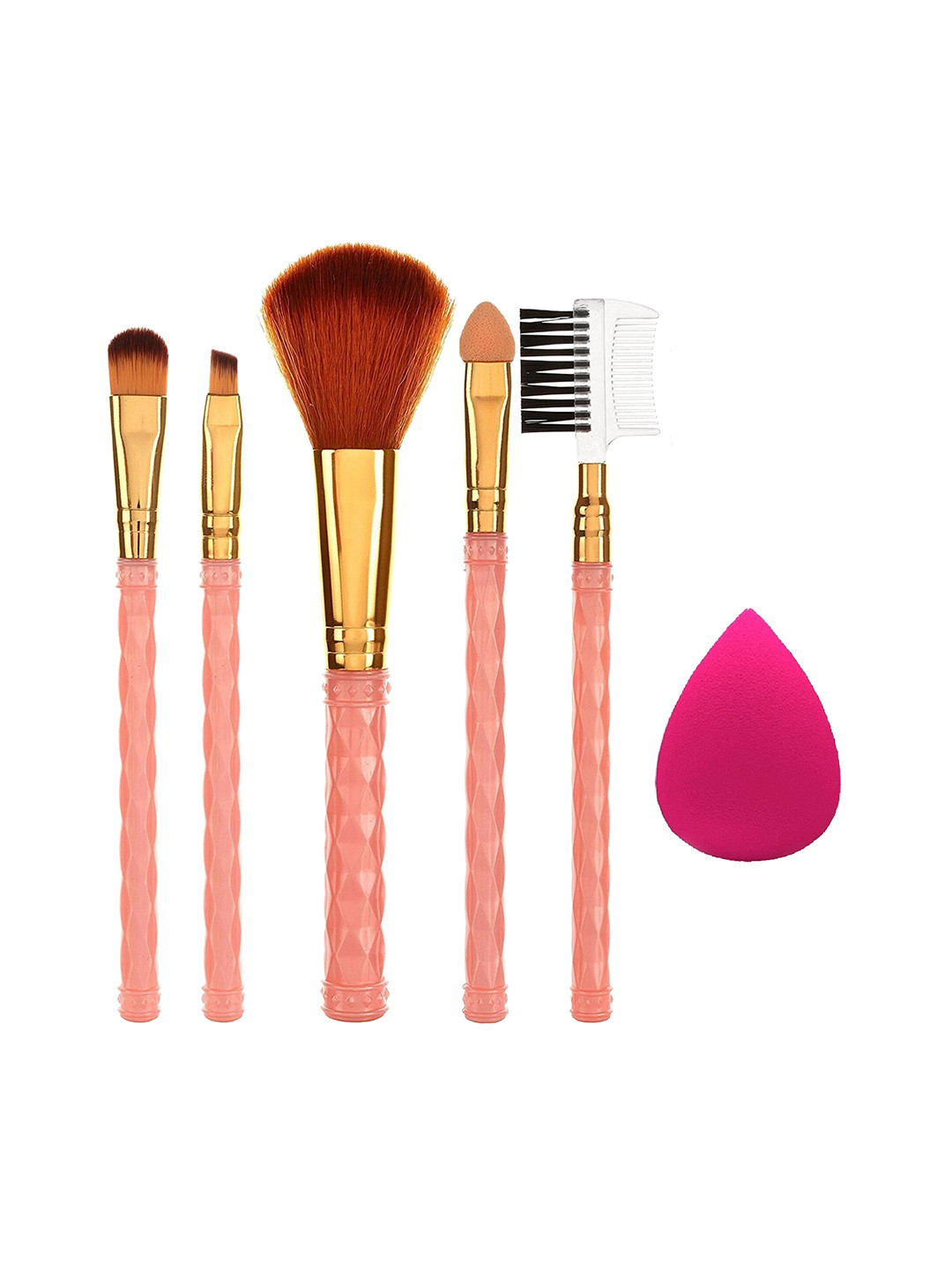 AY Set Of 5 Professional Makeup Brushes + 1 Makeup Sponge