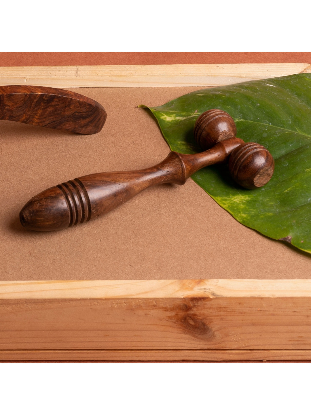 KAZARMAA Wooden Handheld Body Calf Massager, Acupressure Roller