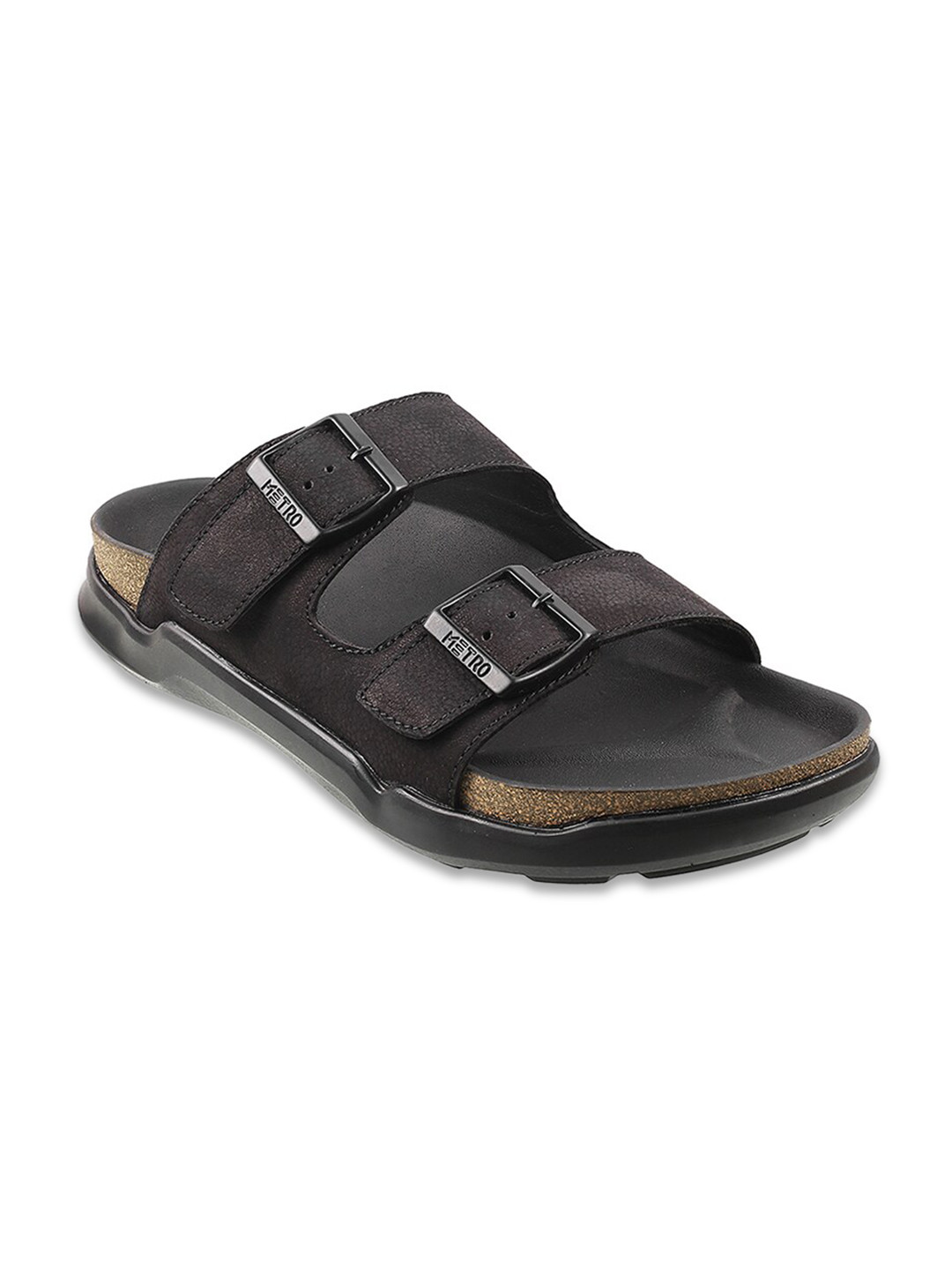 Metro Men Black Suede Comfort Sandals
