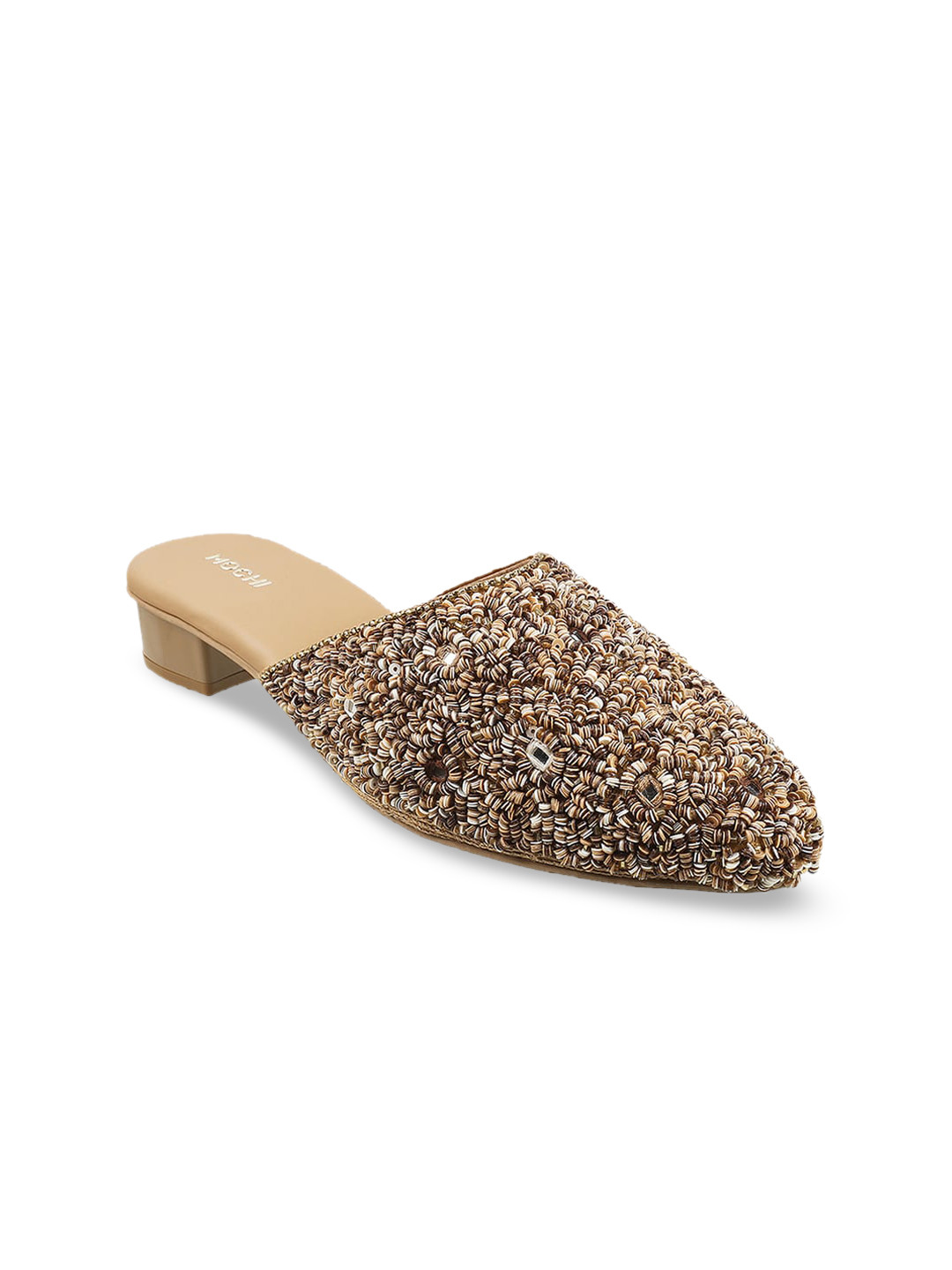 Mochi Women Gold-Toned Mules Flats