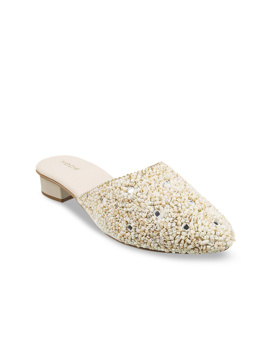 Mochi Women Beige Mules Flats