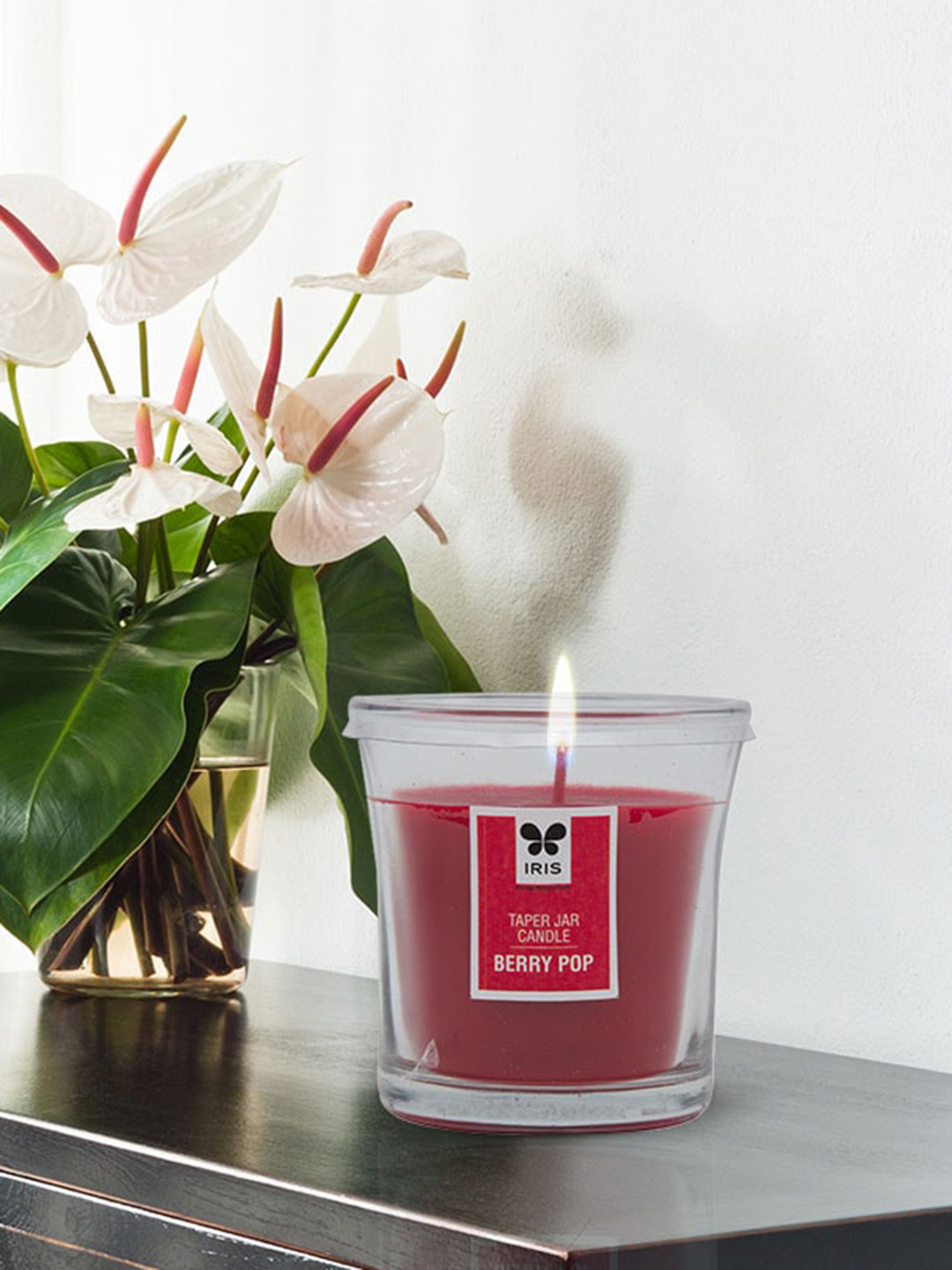 Iris Taper Berry Pop Scented 1 Wick Solid Geometric Regular Jar Candles