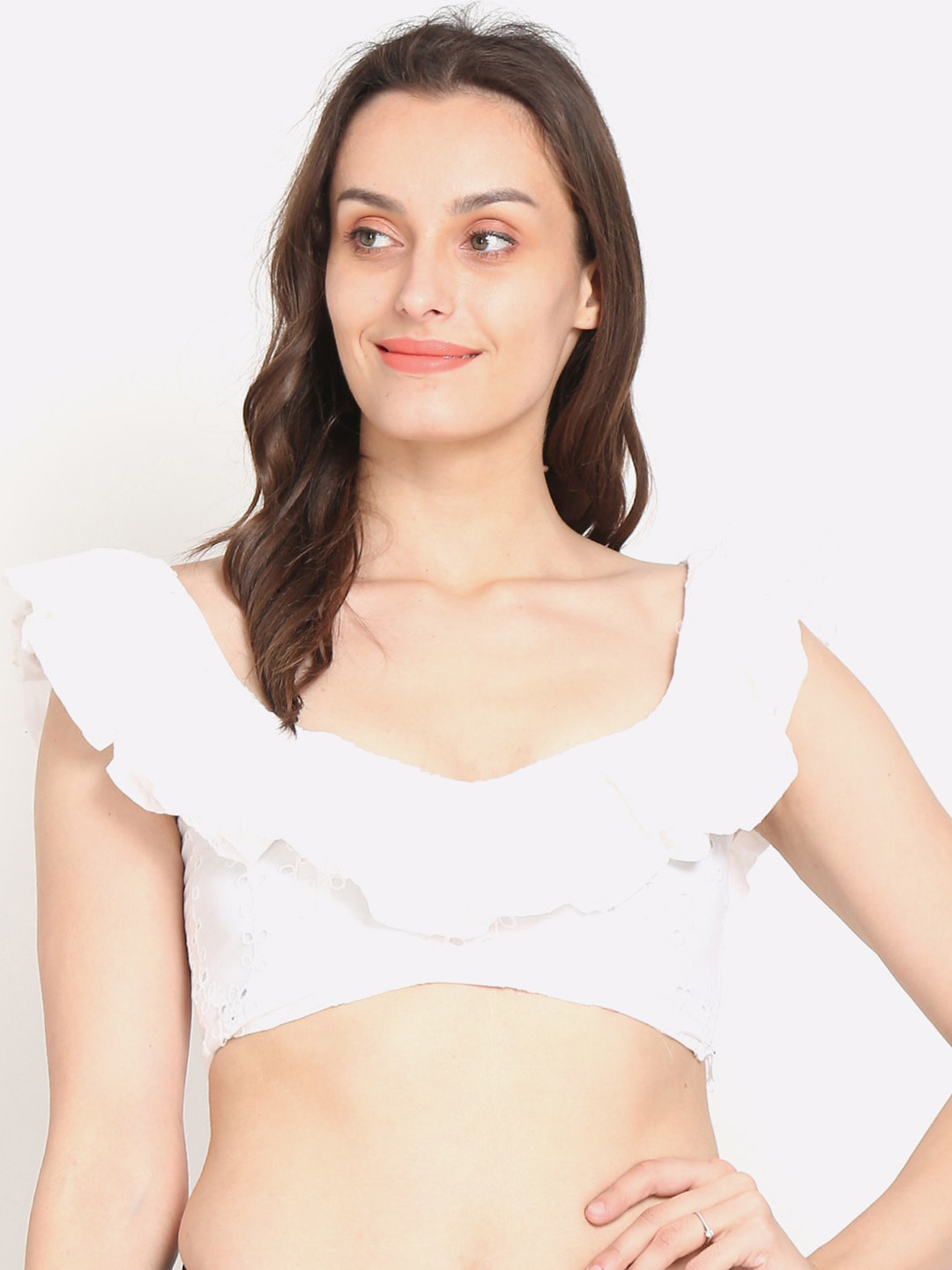 NoBarr White Sweetheart Neck Crop Top