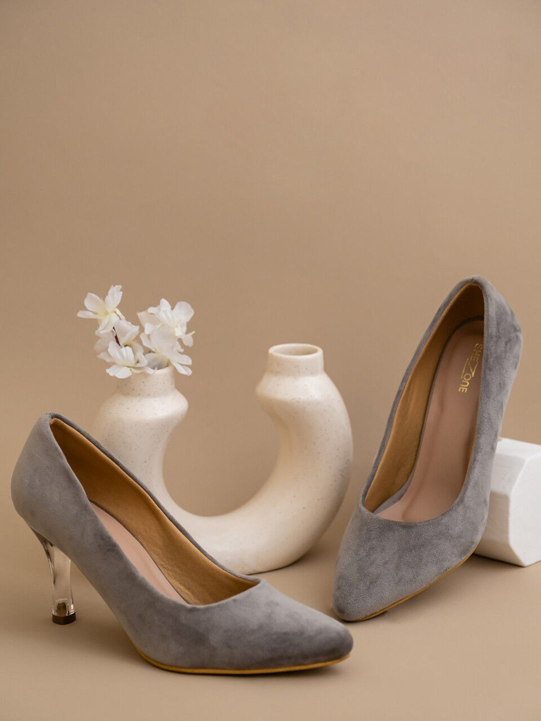 Shezone Grey Suede Pumps
