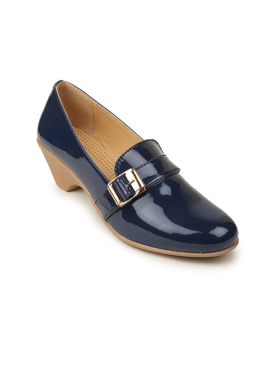 VALIOSAA Blue Work Kitten Pumps with Buckles