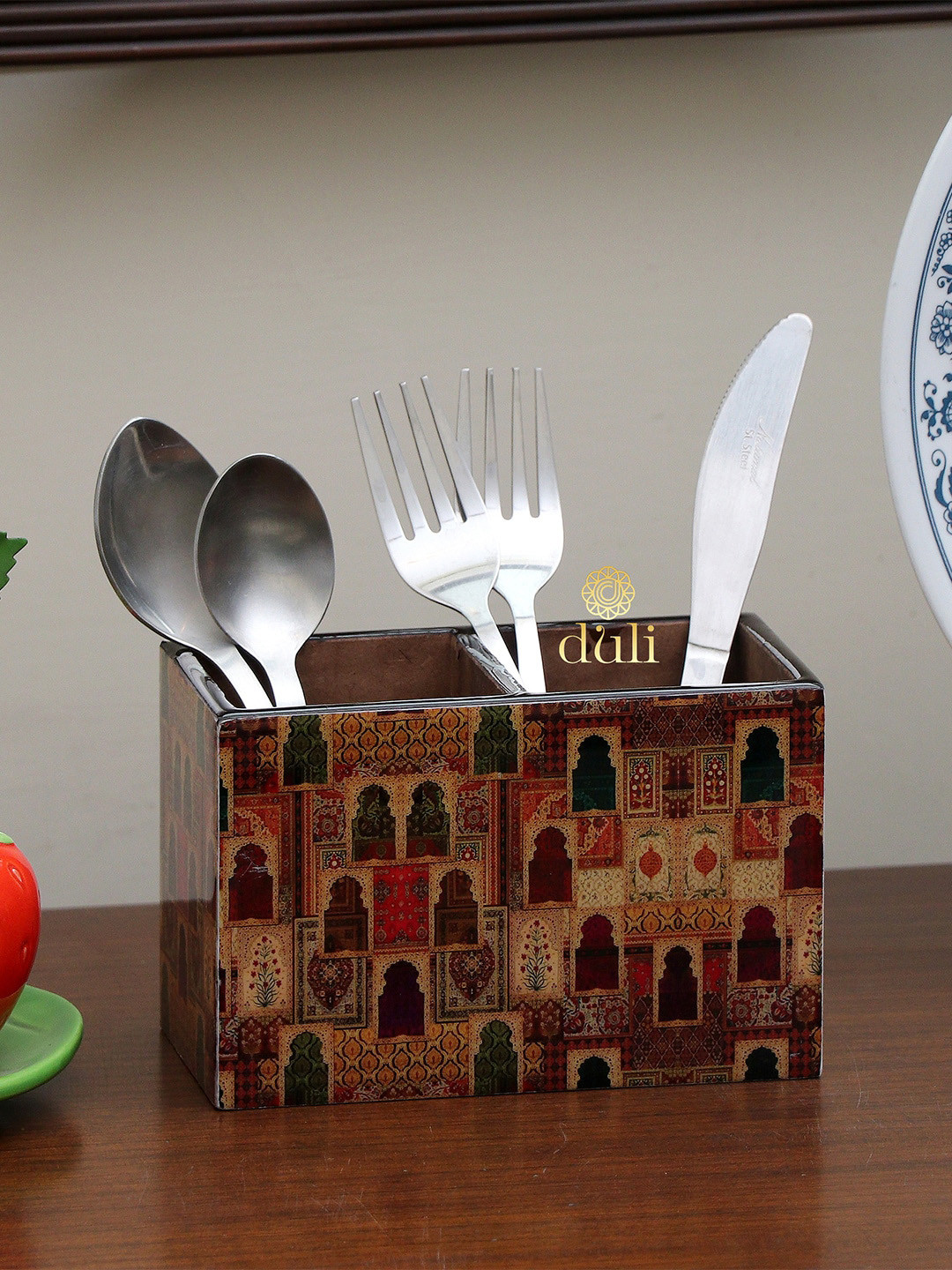 DULI Brown Printed Wooden Utility Holders