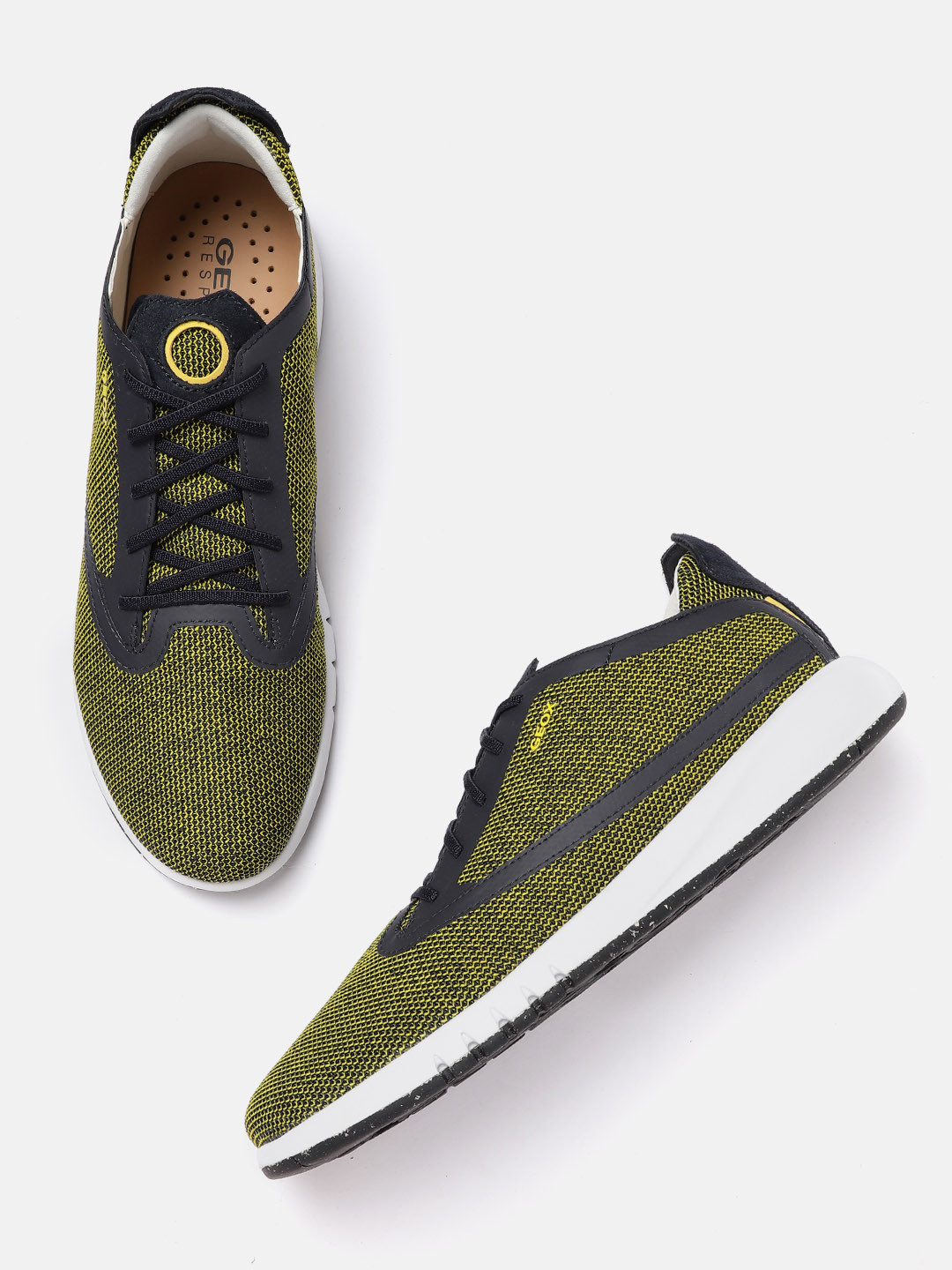 Geox Men Navy Blue Woven Design Lightweight Sneakers