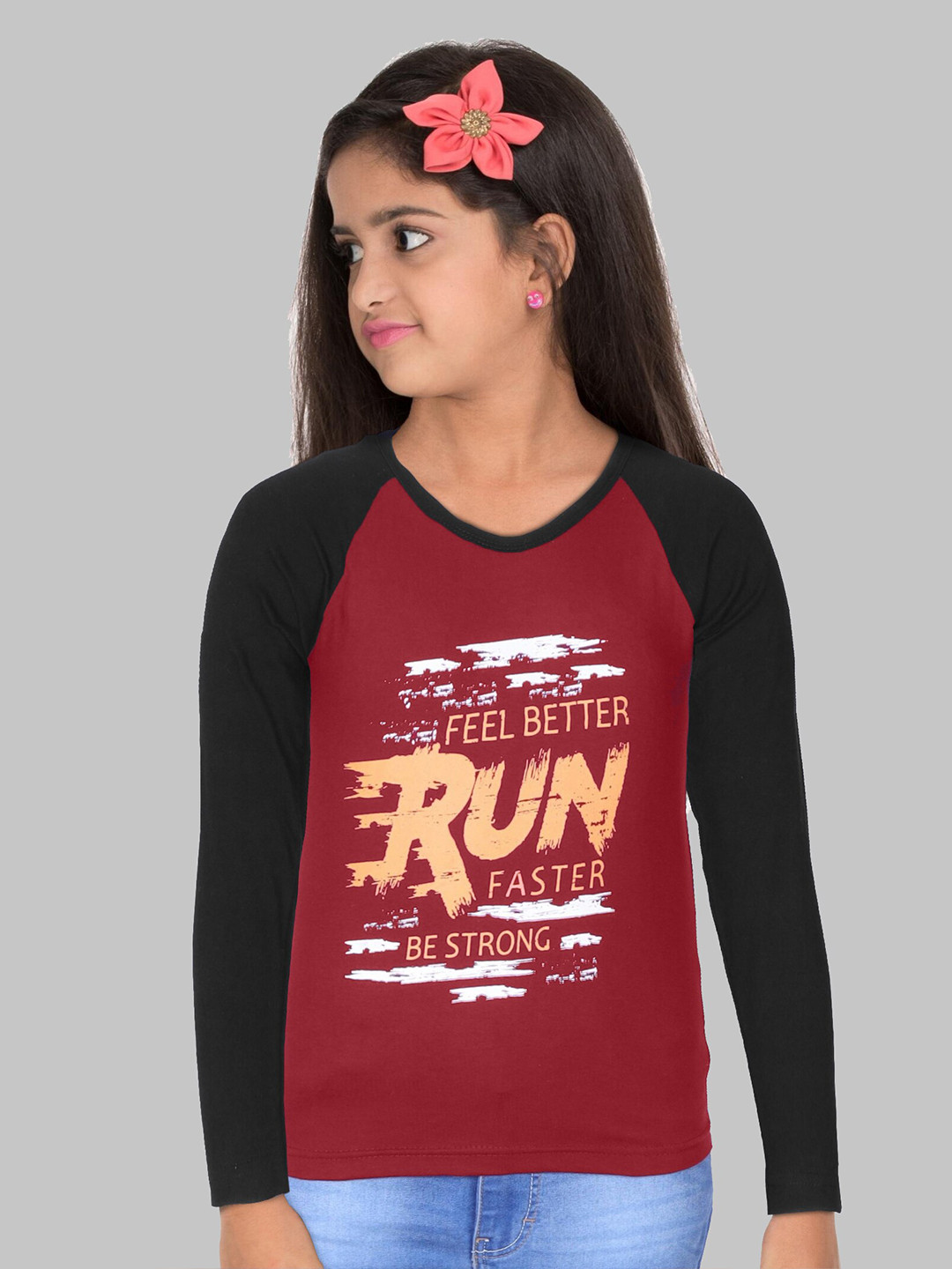 Fleximaa Kids Multicoloured Printed V-Neck Applique Running T-shirt