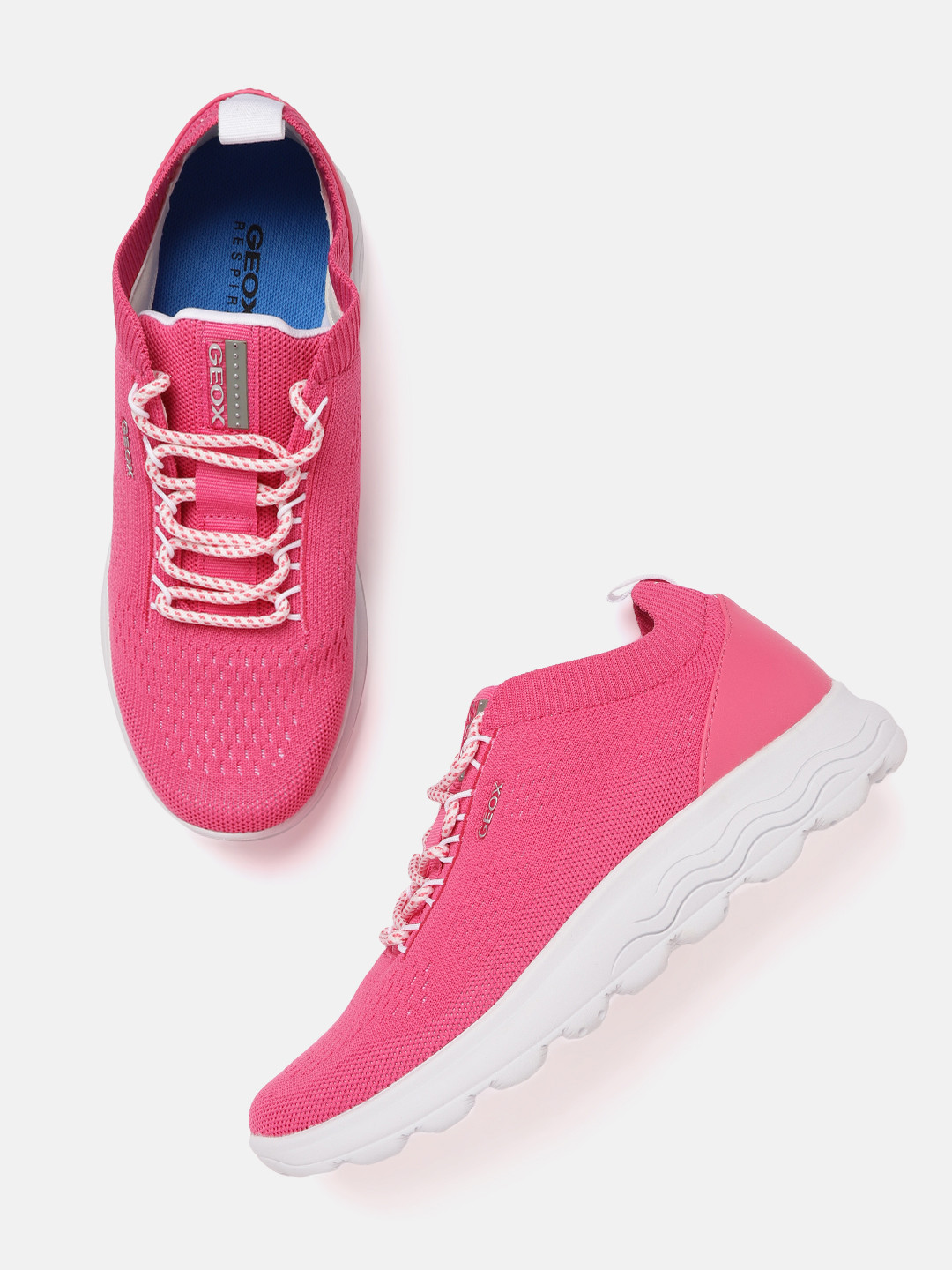 Geox Women Fuchsia Woven Design Sneakers
