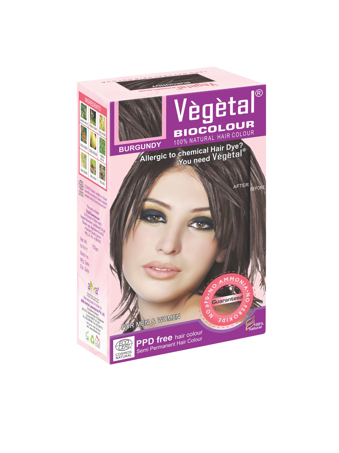 Vegetal Unisex Burgundy Hair Colour