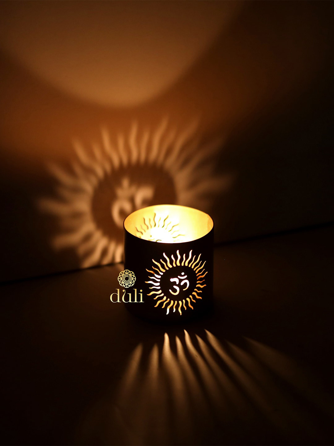 DULI Black Om Design Votive Candle Holders