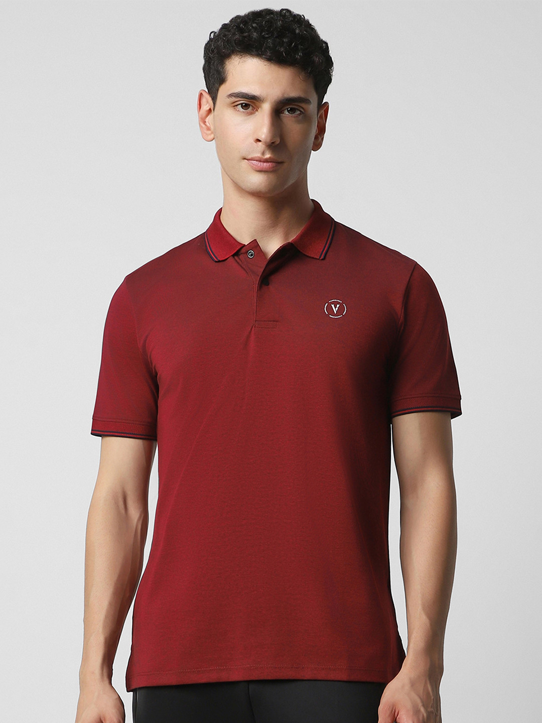 Van Heusen Flex Men Maroon Polo Collar Anti Microbial Training T-shirt