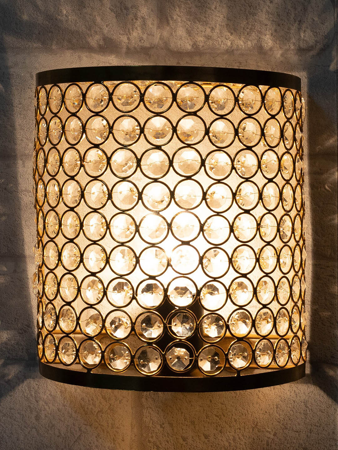 Homesake Black Contemporary Wall Lamp With Crystal Details