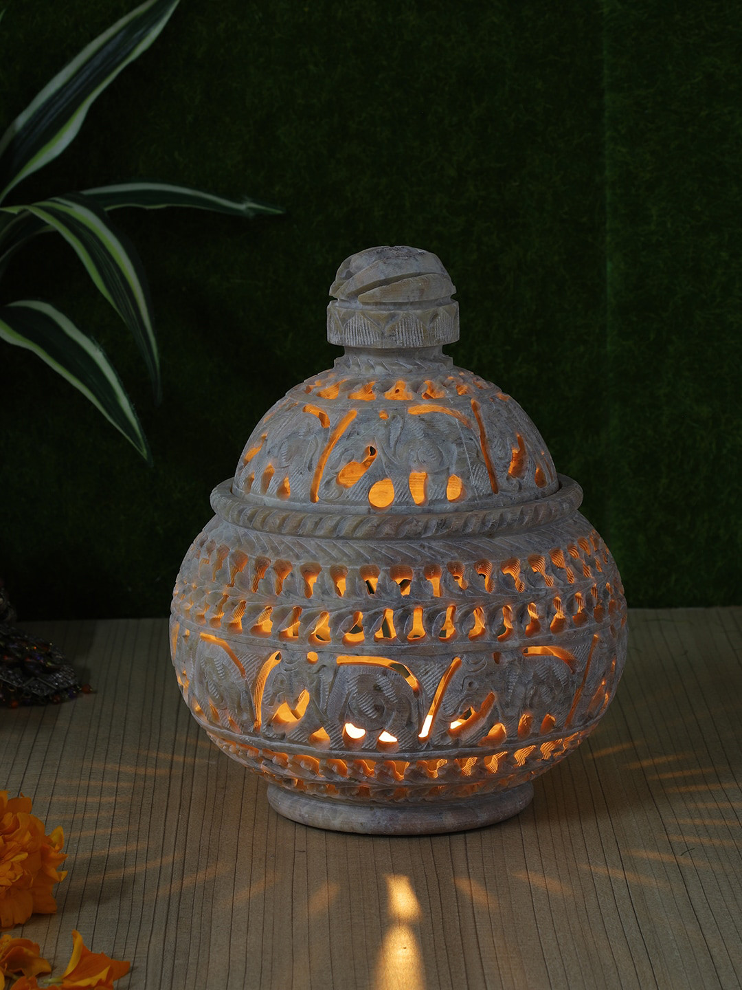 Aapno Rajasthan Cream Handi Shaped Tealight Holder