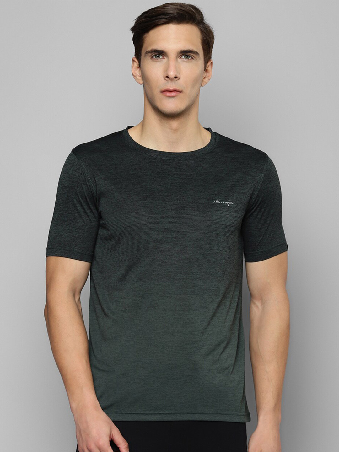 Allen Cooper Men Green Round Neck Sports T-shirt