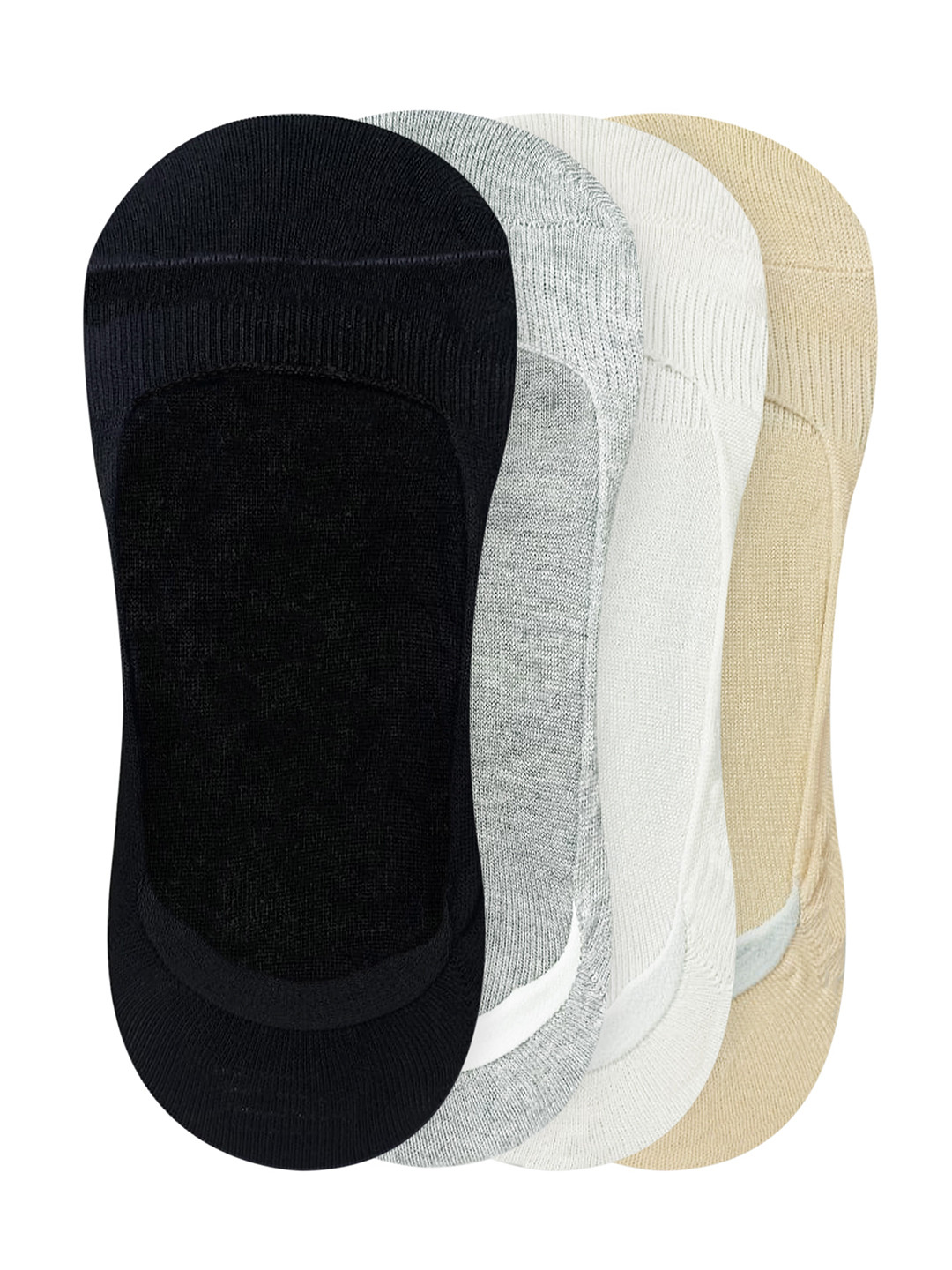 Heelium Women Pack of 4 Beige & Odour Free Breathable Low Cut Bamboo Shoe Liners Socks