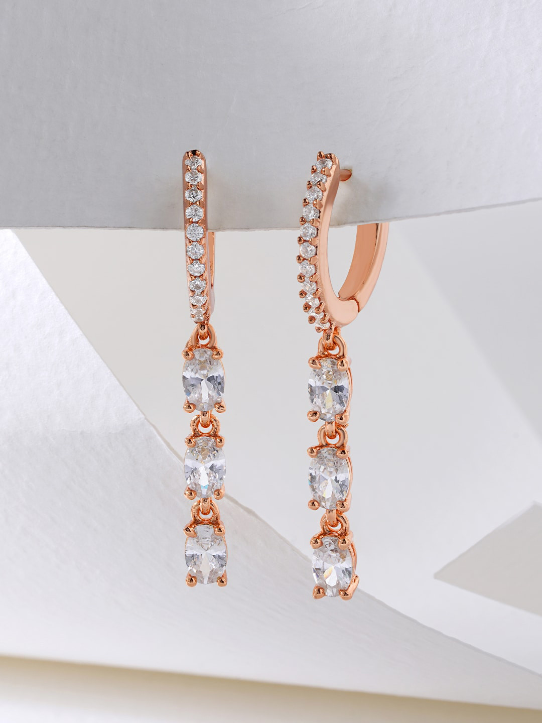 MINUTIAE Rose Gold Oval Drop Earrings
