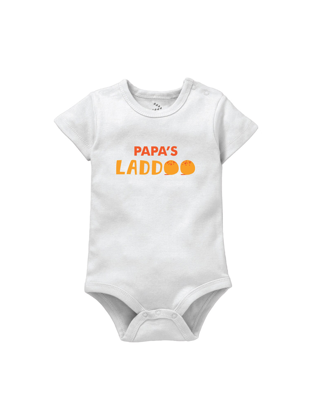 Zeezeezoo Infant Kids White Papas Laddoo Print Bodysuit