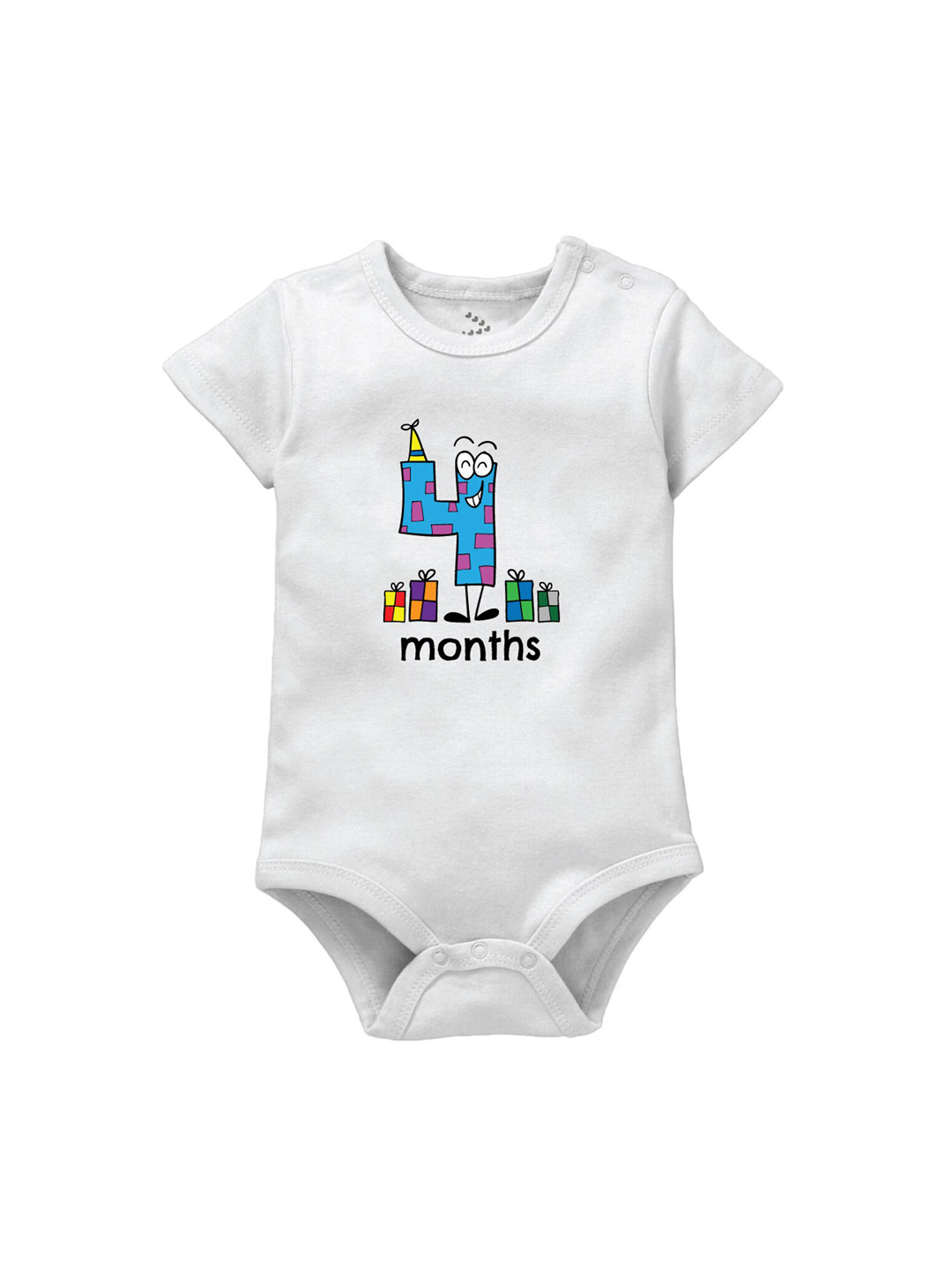 Zeezeezoo Infant Kids White I am 4 months Birthday Print Bodysuit