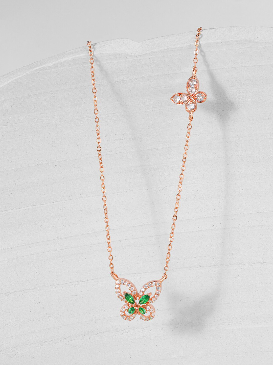 MINUTIAE Rose Gold-Toned & White Brass Pendant Necklace