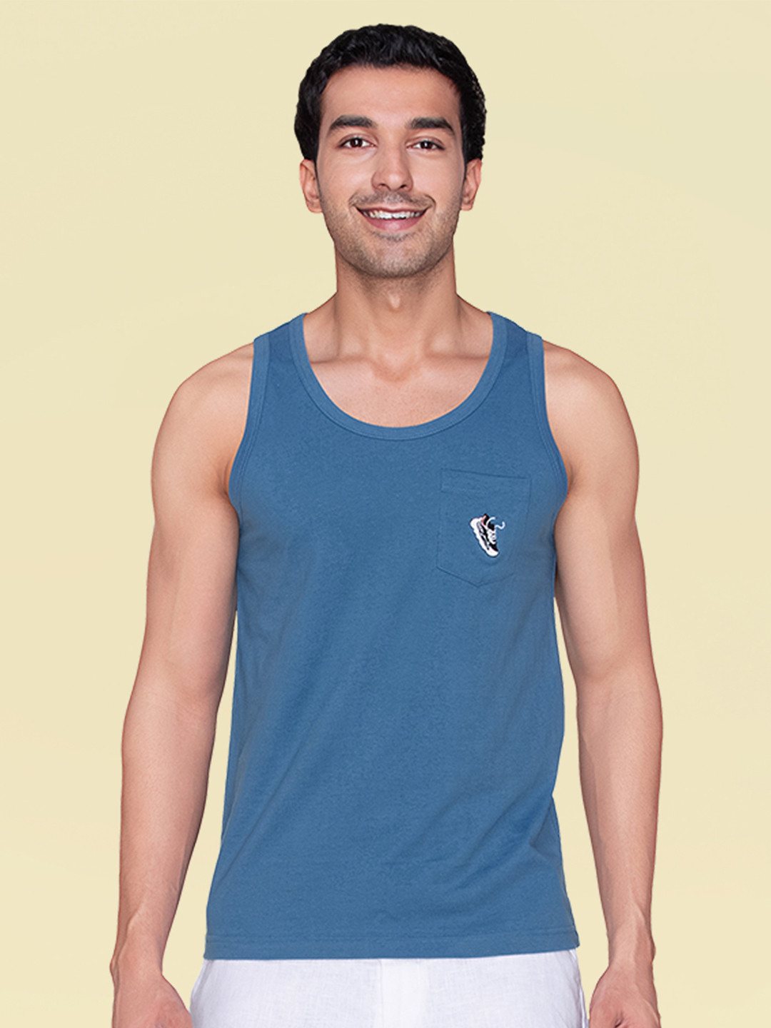 XYXX Men Blue High Moisture Absorbing Workout Vest with Anti-bacterial Silver Finish