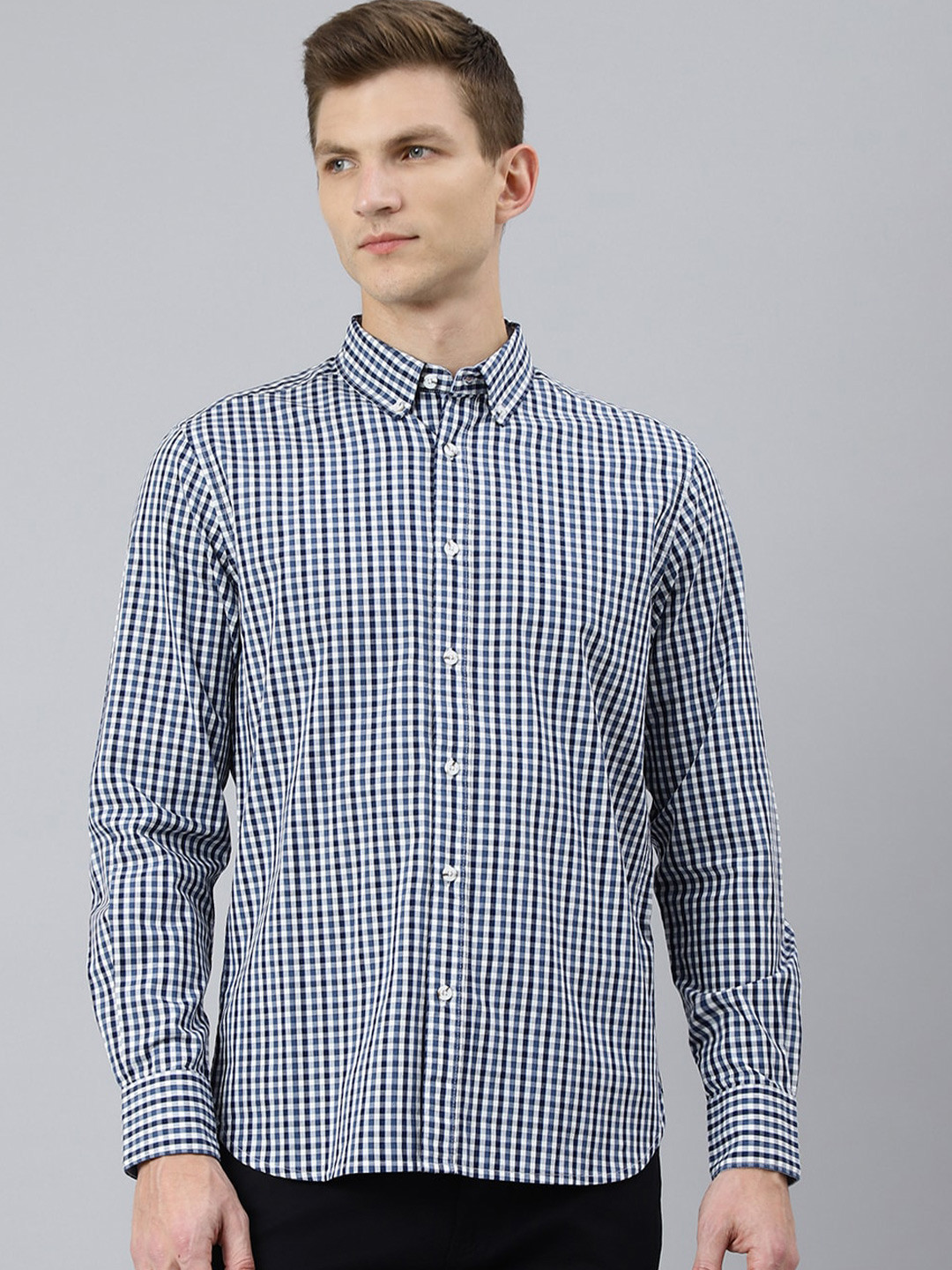 Woods Men Multicoloured Gingham Checks Checked Casual Shirt