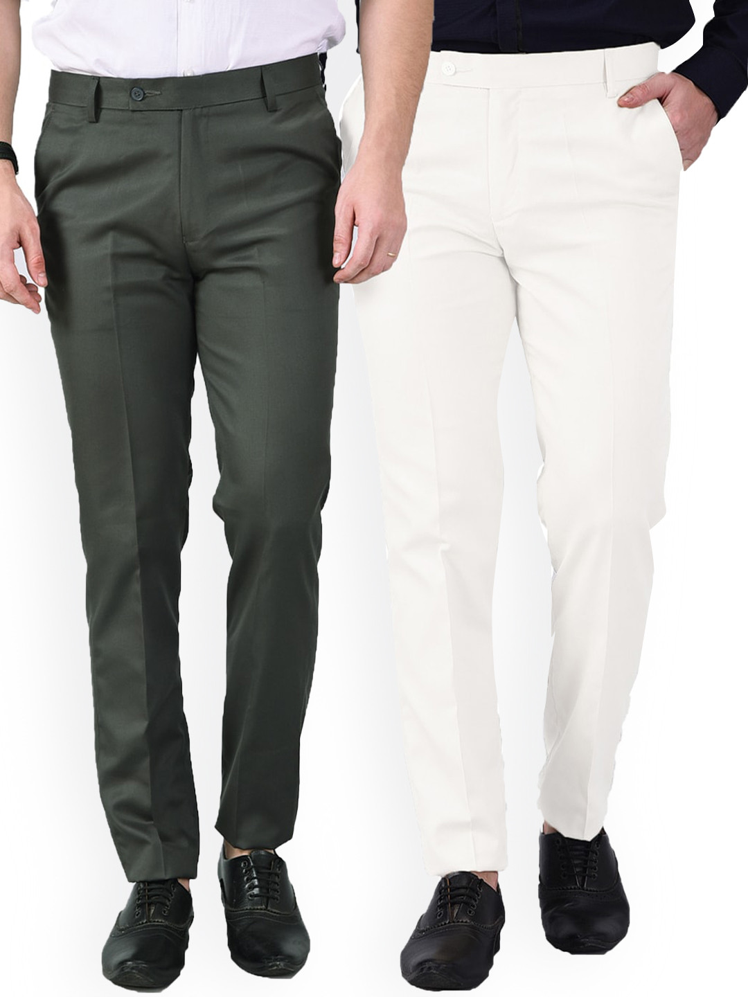 AD & AV Men Silver-Toned Classic Easy Wash Chinos Trousers