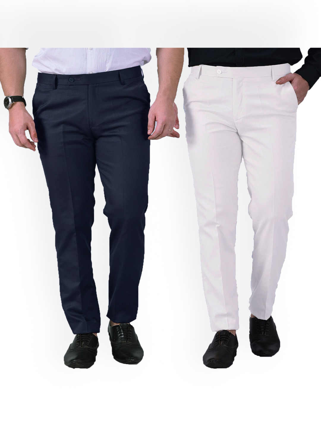 AD & AV Men Violet Classic Easy Wash Chinos Trousers