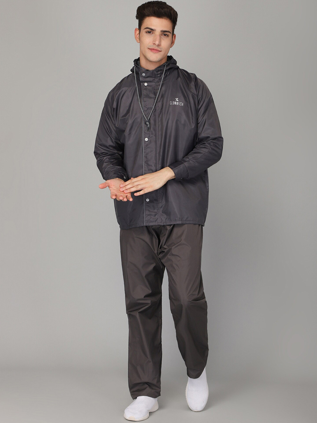 THE CLOWNFISH Opener Pro Grey Solid Double Layered Rain Suit