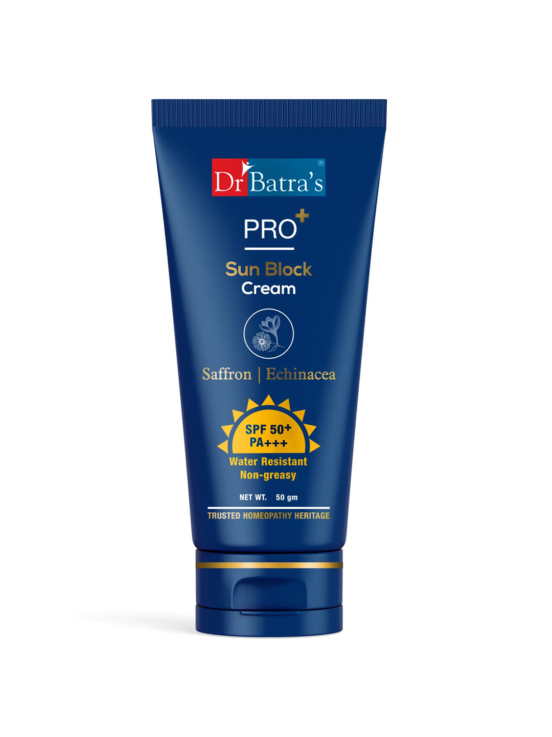 Dr. Batras PRO+ Sun Block SPF50+ PA+++ Sunscreen with Saffron & Echinacea - 50g