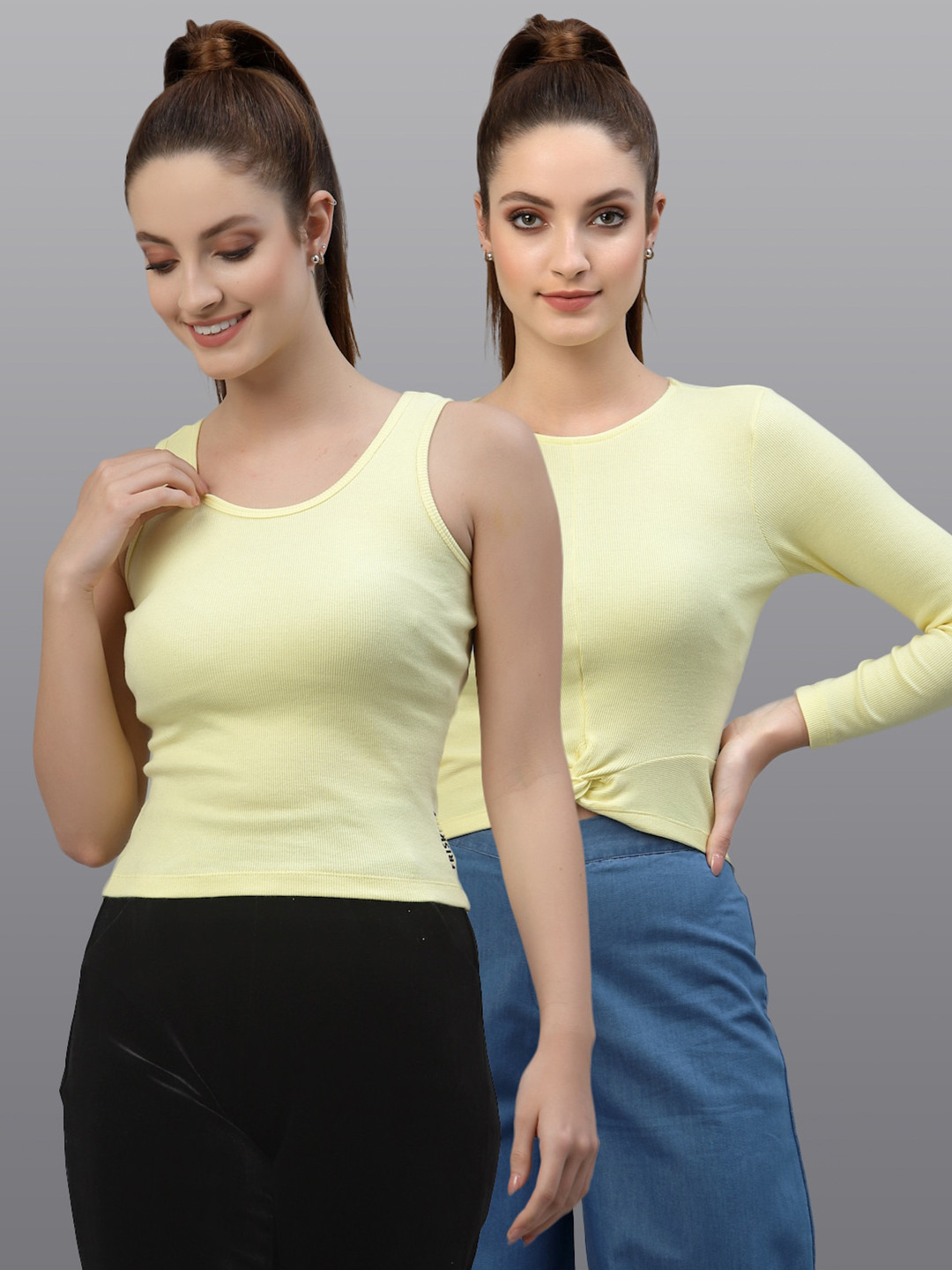 Friskers Yellow Tank Crop Top