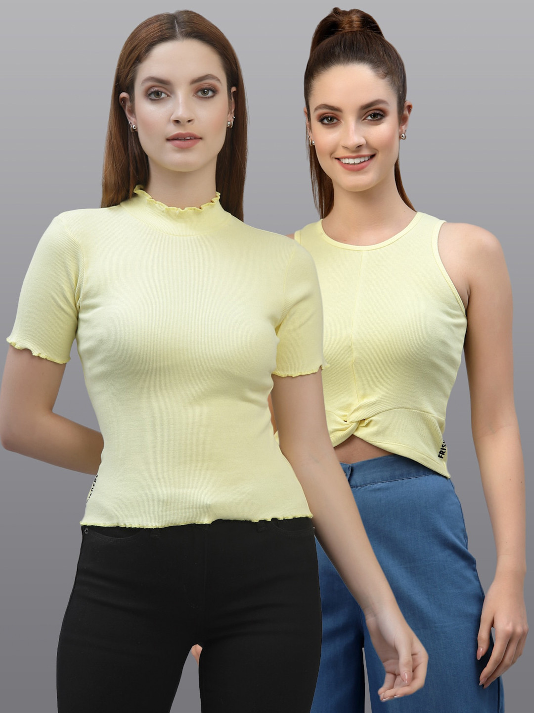 Friskers Yellow Pack of 2 Crop Top