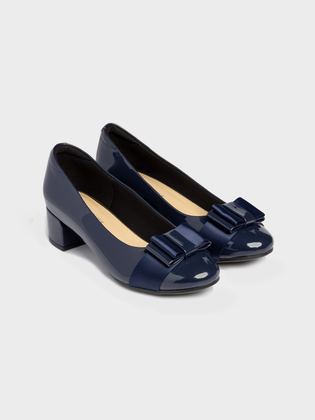 LEMON & PEPPER Blue Block Pumps with Bows