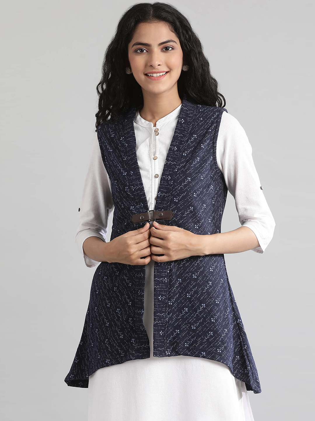 AURELIA Women Blue Nehru Jackets