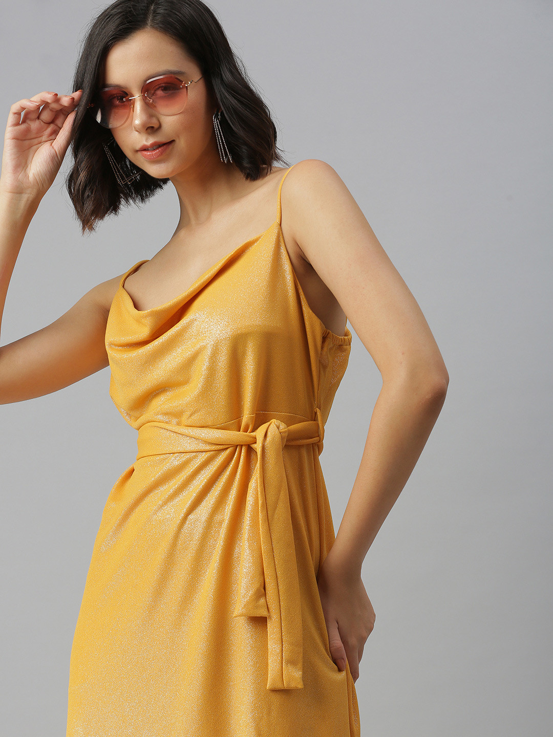 SHOWOFF Yellow Scuba A-Line Dress
